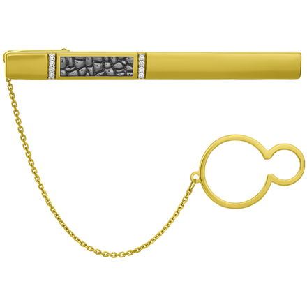 Зажим для галстука с бриллиантами, желтое золото