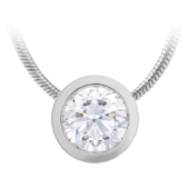 Колье с бриллиантом, белое золото