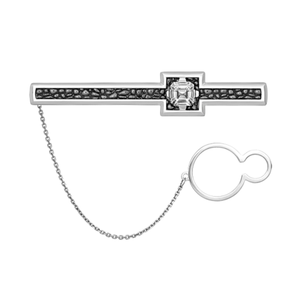 Зажим для галстука с бриллиантом, белое золото