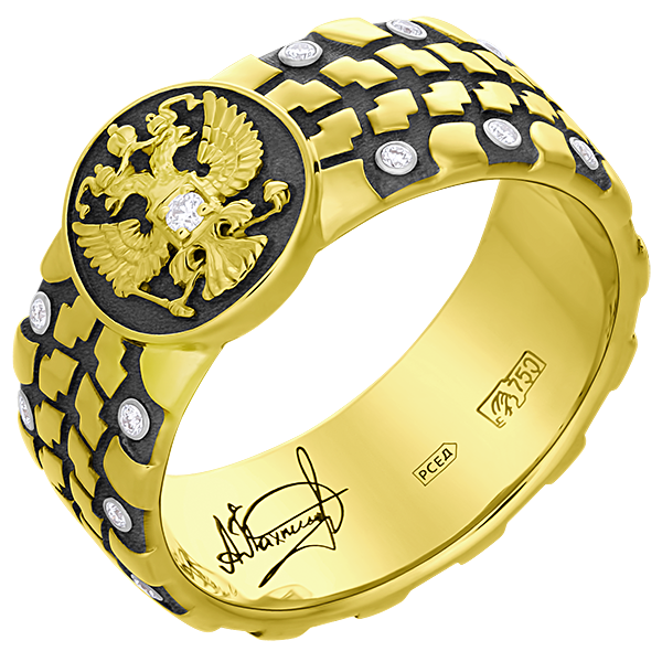 Кольцо с бриллиантами, желтое золото