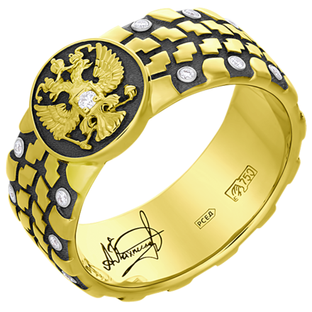 Кольцо с бриллиантами, желтое золото