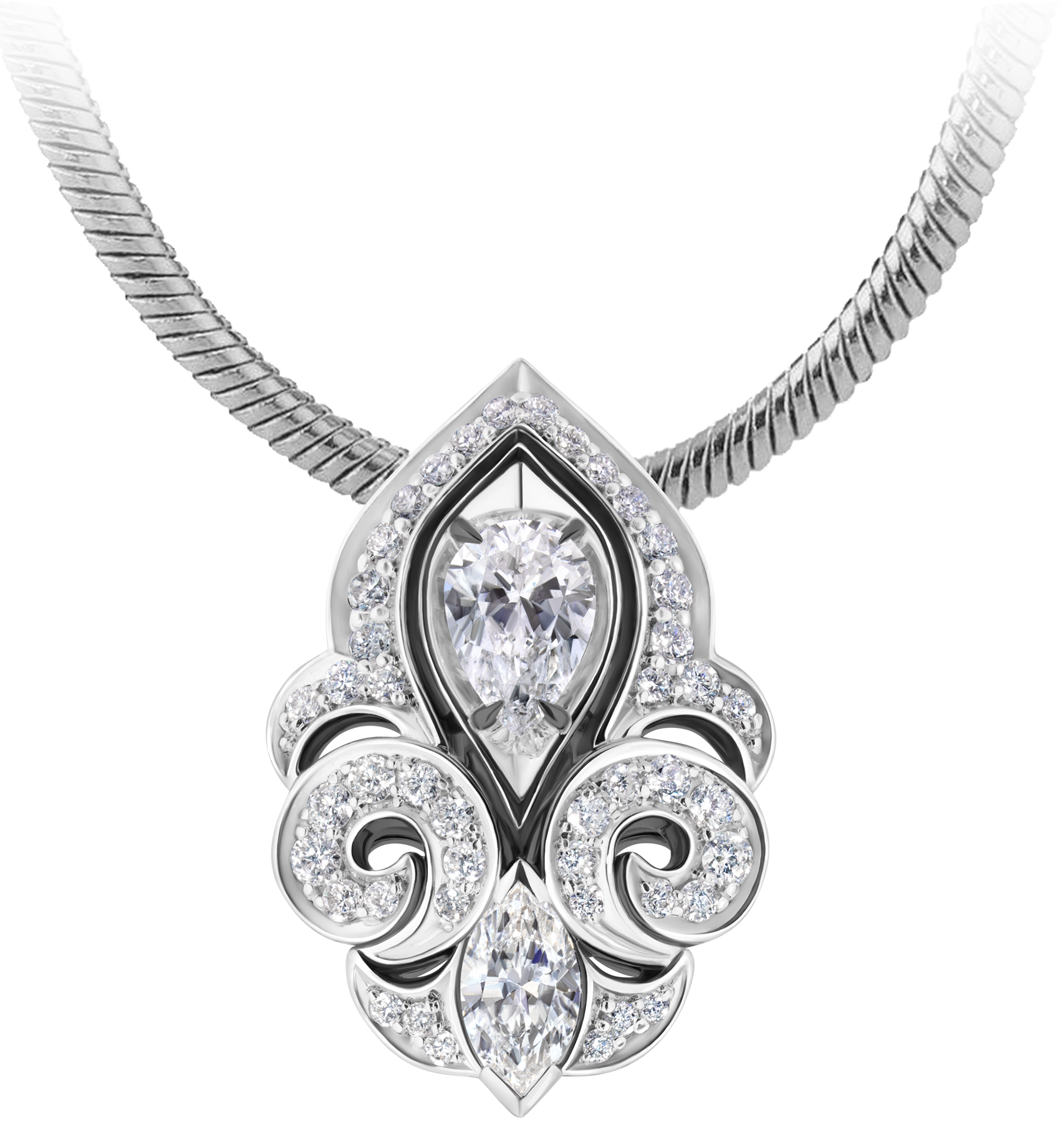 Подвес с бриллиантами, белое золото