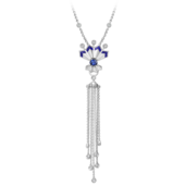 Подвес с сапфиром и бриллиантами, белое золото, н.керамика