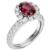 Кольцо с рубином и бриллиантами, белое и жёлтое золото