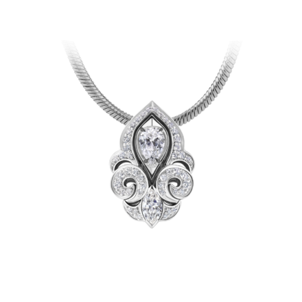 Подвес с турмалином верделитом и бриллиантами, белое золото 2