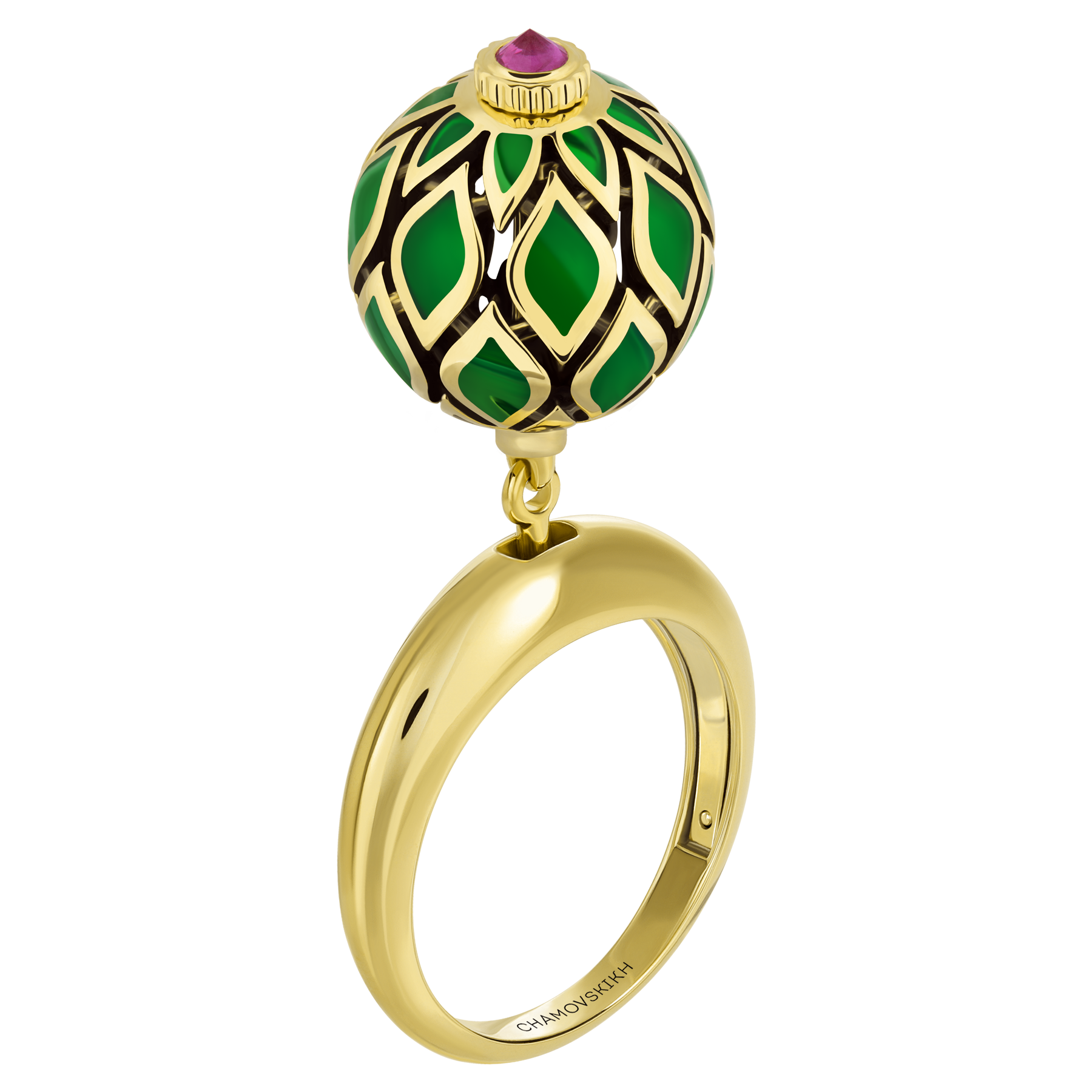 Кольцо с рубином, желтое золото, н.керамика