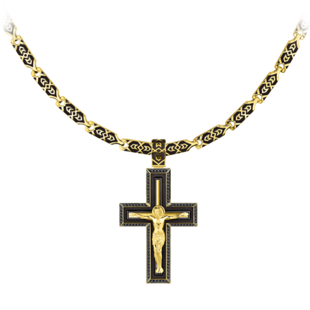 Подвес с черными бриллиантами, желтое золото