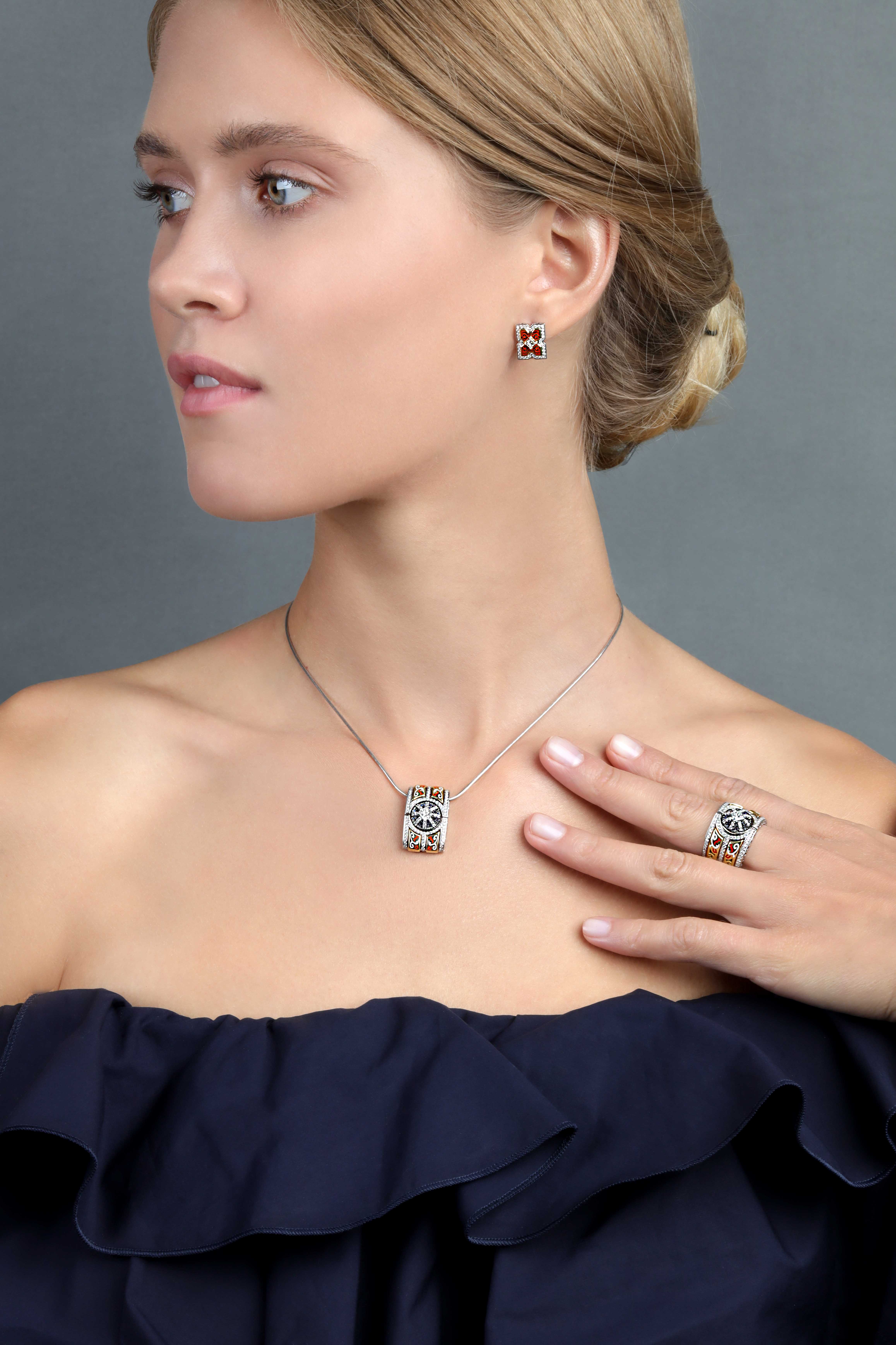 Пусеты с бриллиантами, белое и жёлтое золото