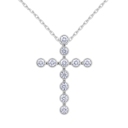 Крест с бриллиантами, белое золото