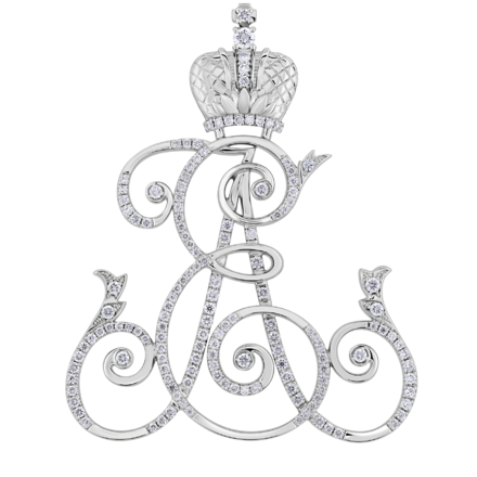 Брошь с бриллиантами, белое золото