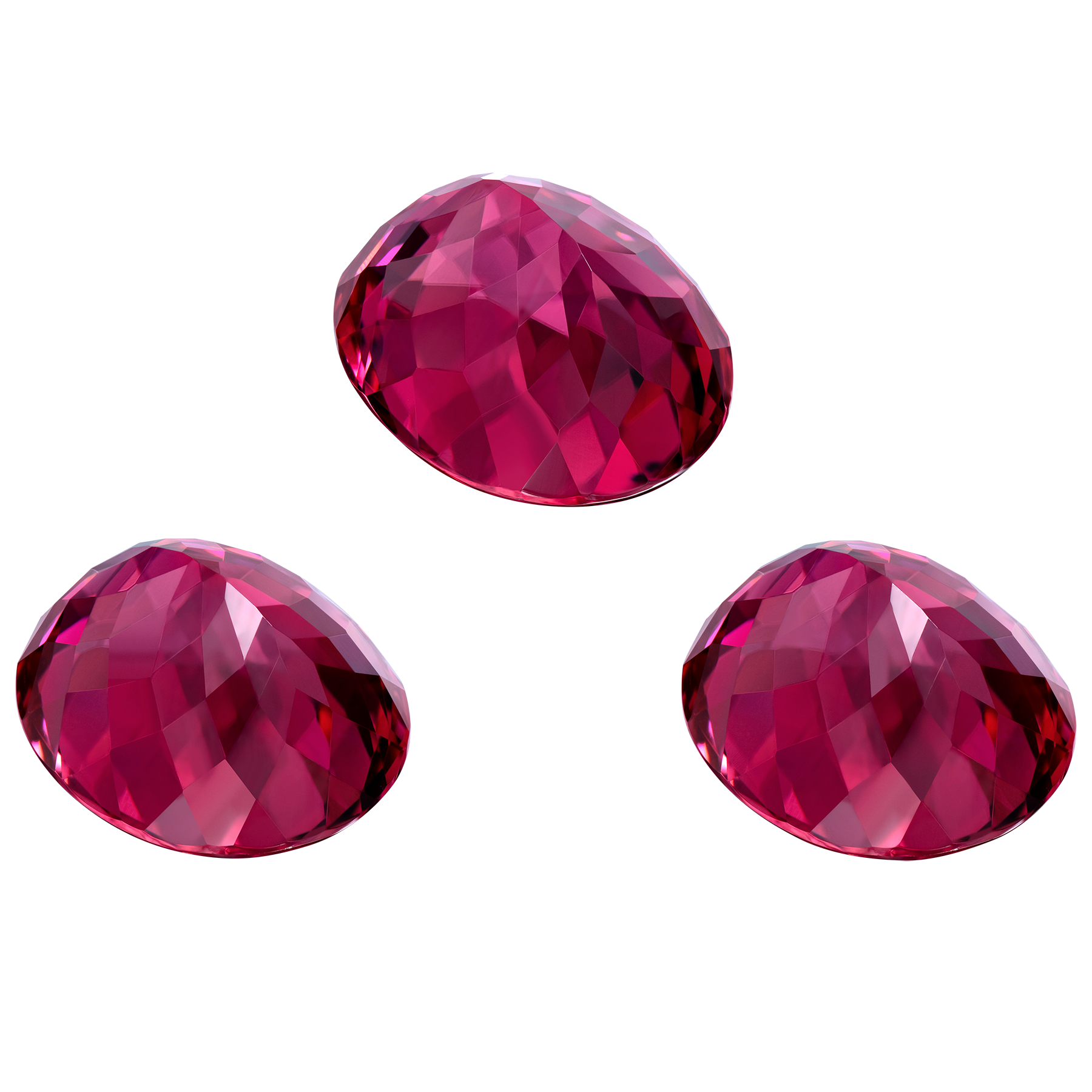 Сет из трёх Турмалинов Рубеллитов, Овал, 6,00ct/ 6,69ct/ 6,21ct