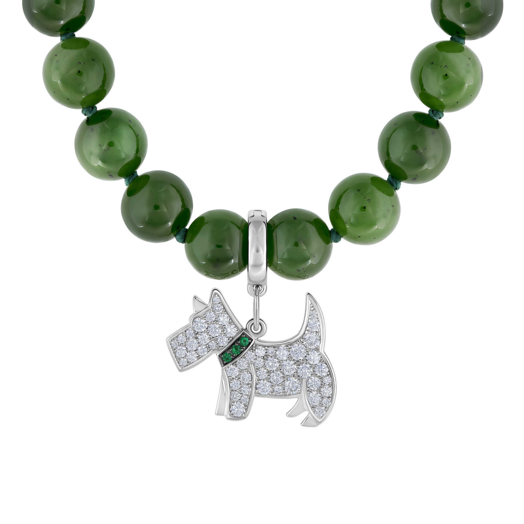 Подвес с бриллиантами и с изумрудами, белое золото, н.керамика