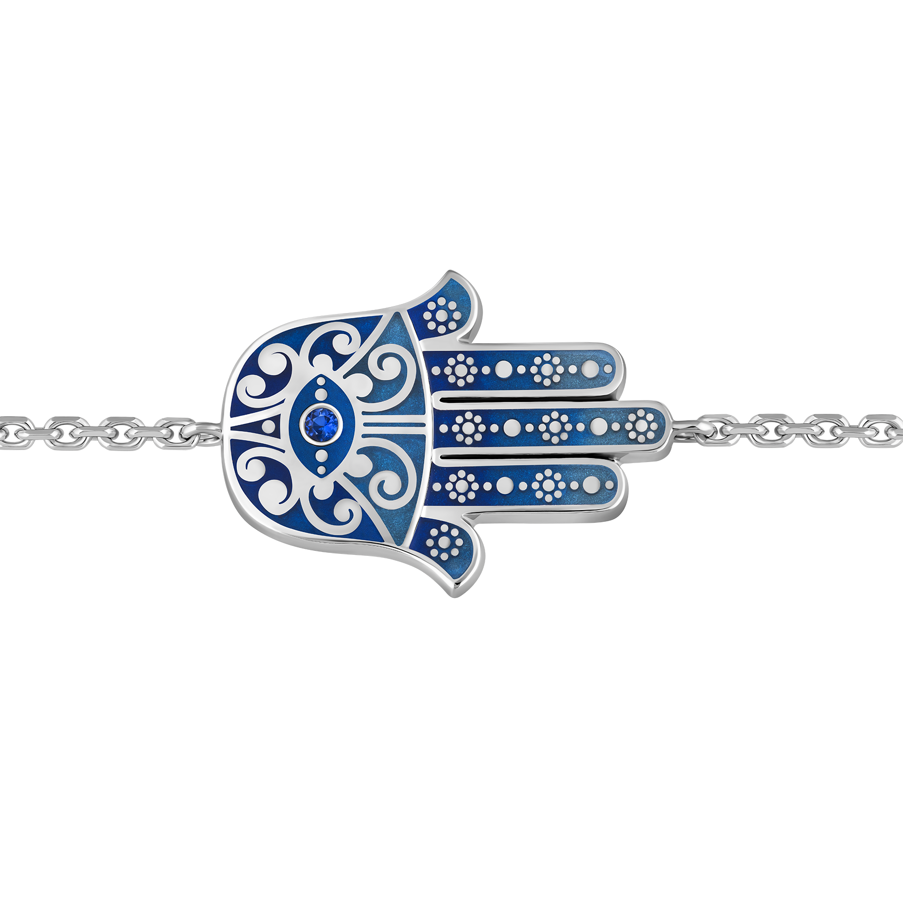 Браслет с природным сапфиром, н.керамика, белое золото