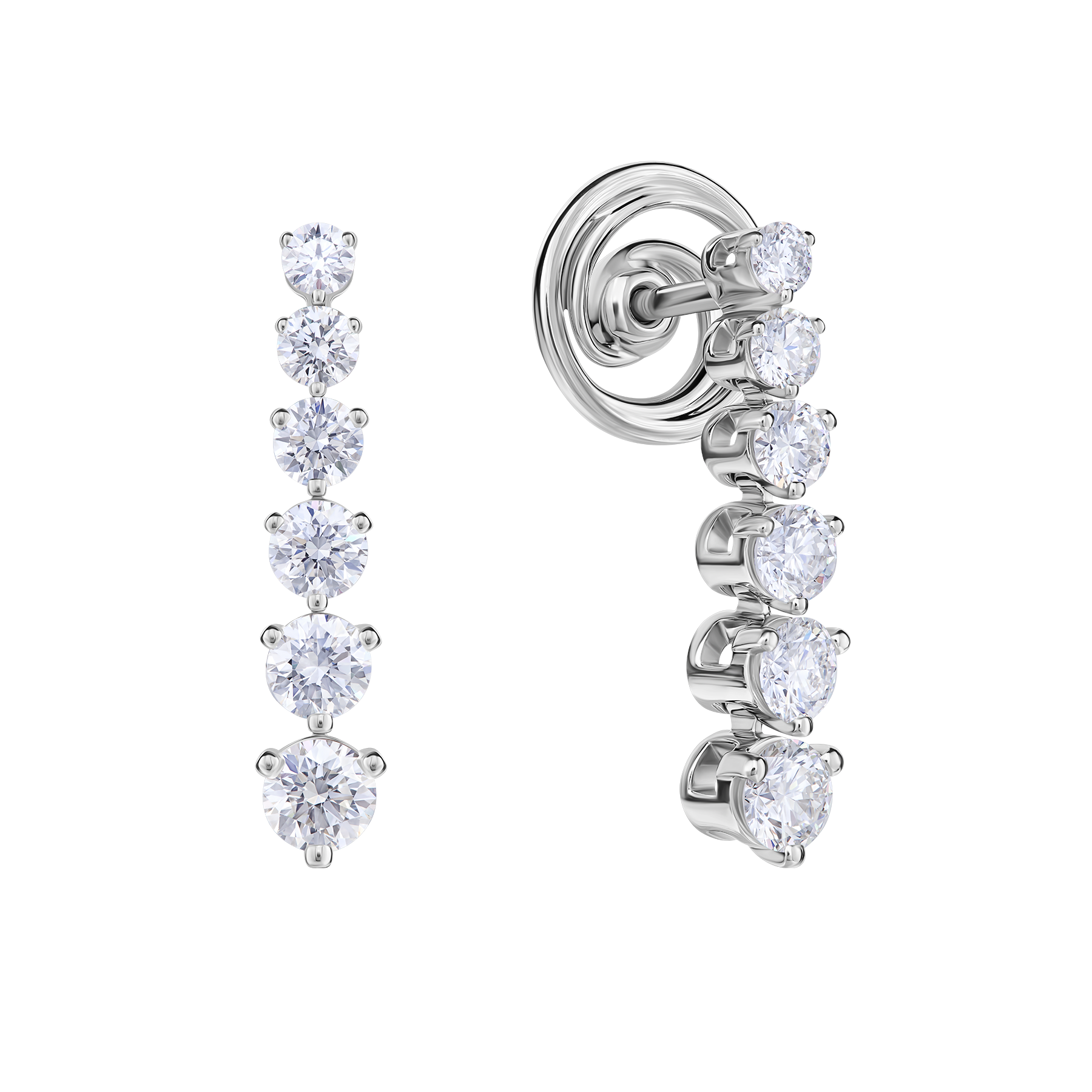 Пусеты с бриллиантами, белое золото