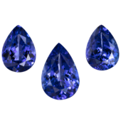 Сет из трёх танзанитов, Груша, 2-10,40ct/ 1-7,04ct