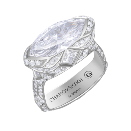 Кольцо с бриллиантами, белое золото