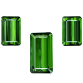 Сет из трёх турмалинов верделитов, октагон 2-15,11ct (14.60*9.75мм) и 1-15,48ct (20.50*11.40мм)