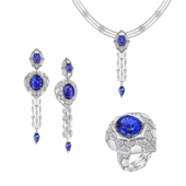 Сет с танзанитами и бриллиантами, белое золото, н.керамика