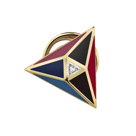 Нагрудный знак с бриллиантом, жёлтое золото 585 пробы, н.керамика