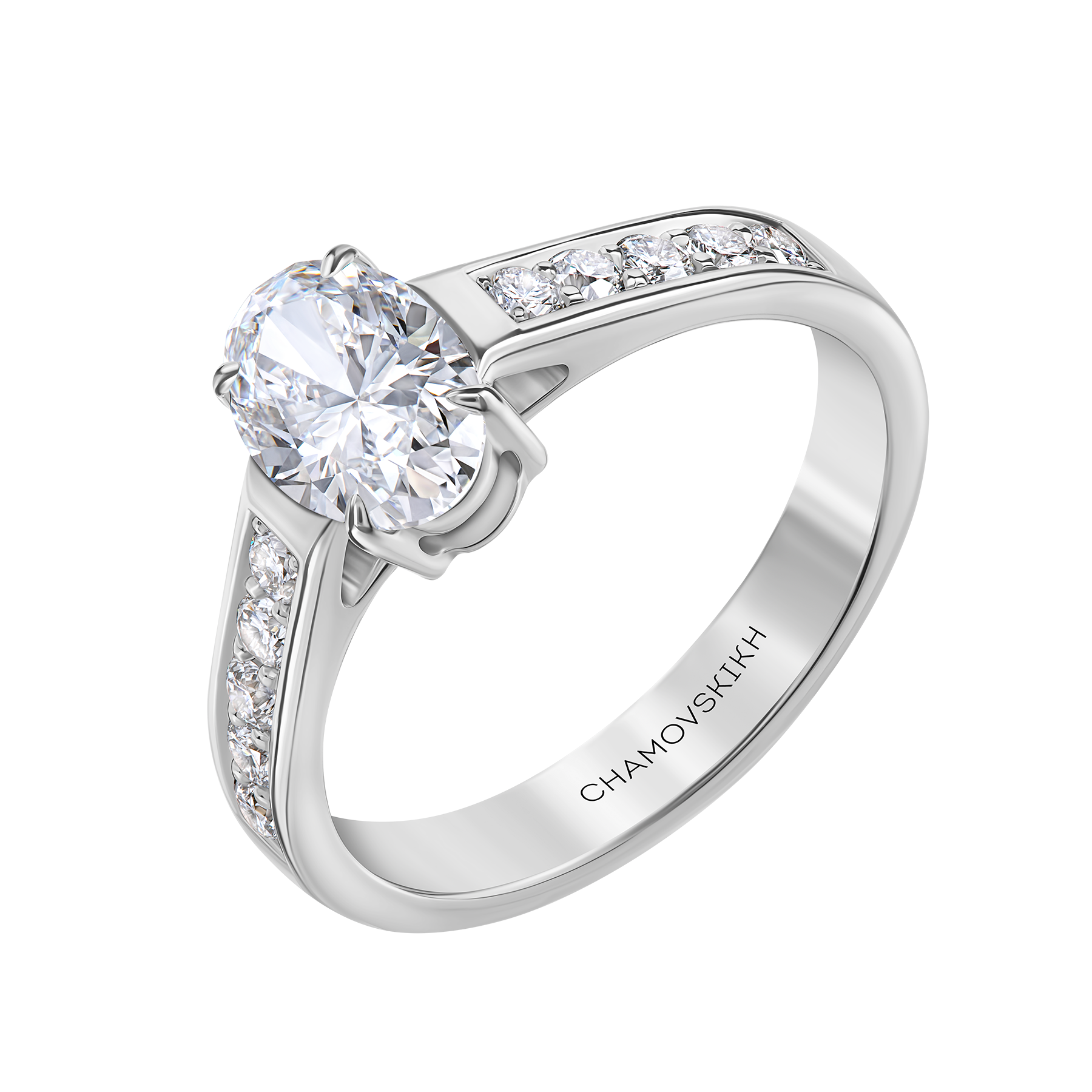 Кольцо с бриллиантами, белое золото