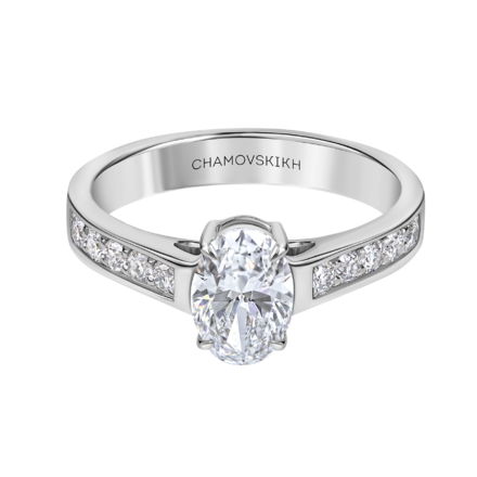 Кольцо с бриллиантами, белое золото 2