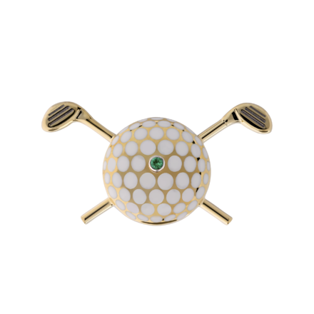 Нагрудный знак с изумрудом, жёлтое золото 585 пробы, н.керамика