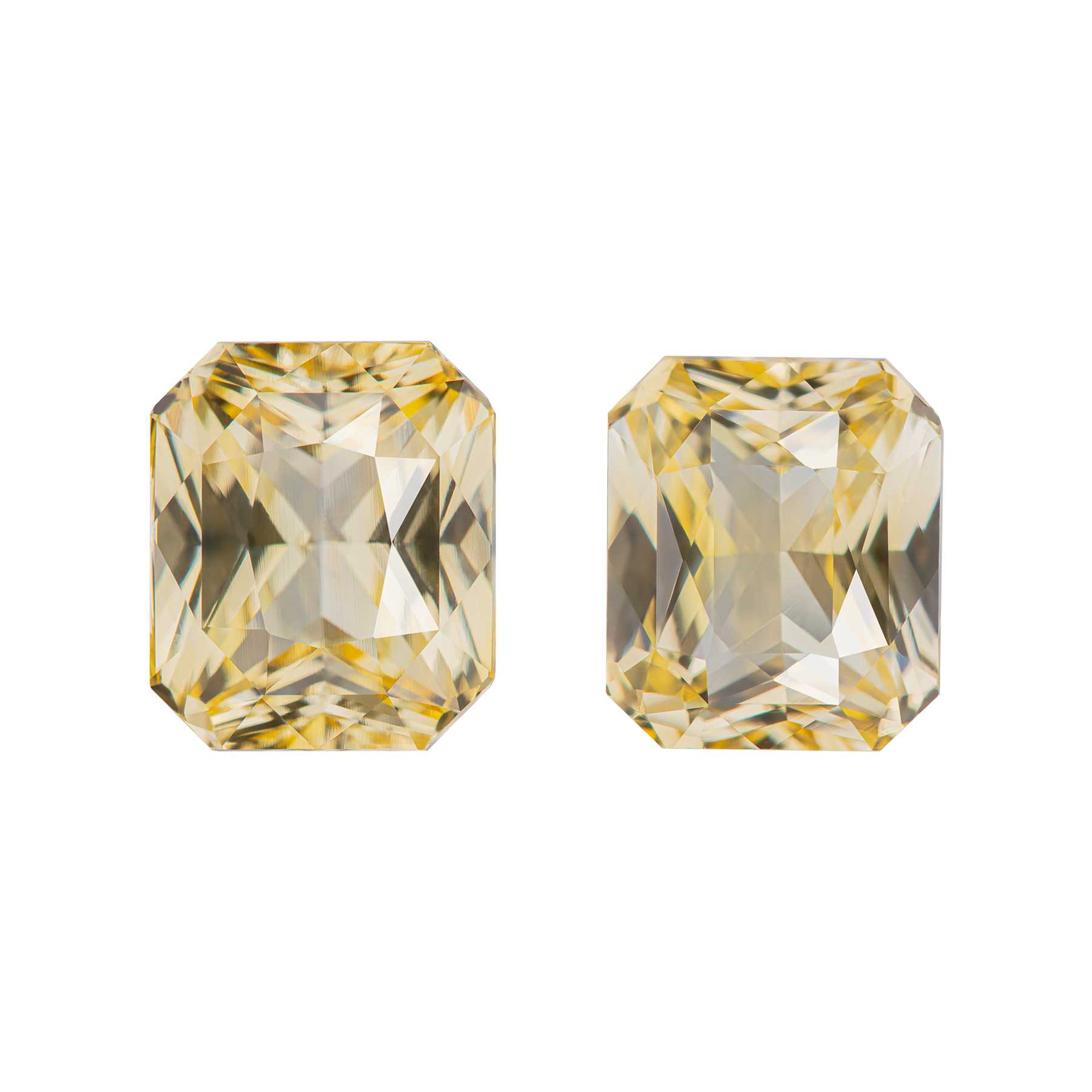 Сет из двух жёлтых сапфиров, SRI LANKA, UNHEATED, Октагон, 5,51ct/ 5,05ct