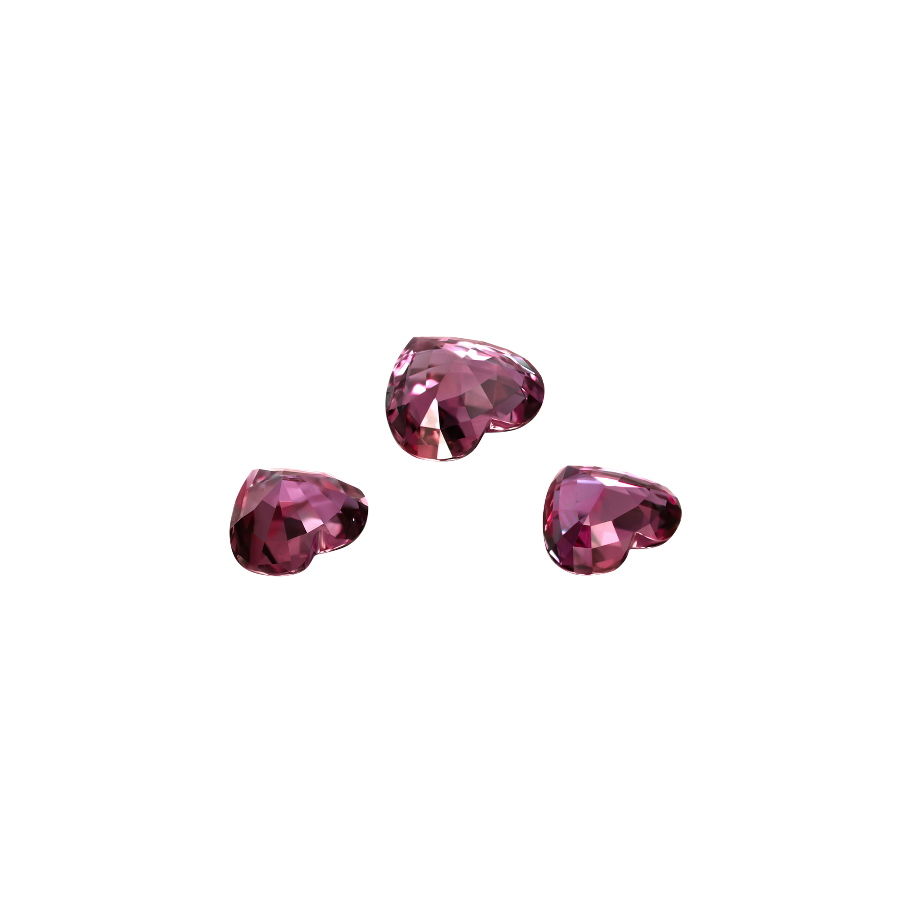 Сет из трёх александритов, 0,46ct; 0,38/ 0,34ct, Сердце