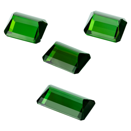 Сет из четырех верделитов 2-8.72ct (10.8мм*8.80мм), 1-3.93ct (11.50мм*8.30мм), 1-5.05ct (14.50мм*8.30мм) 2