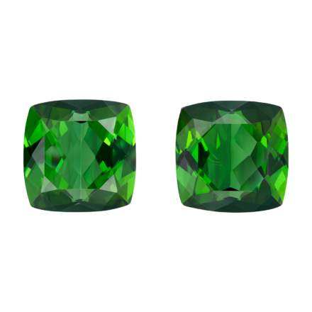 Сет из двух турмалинов верделитов, кушон, 8,01ct 1