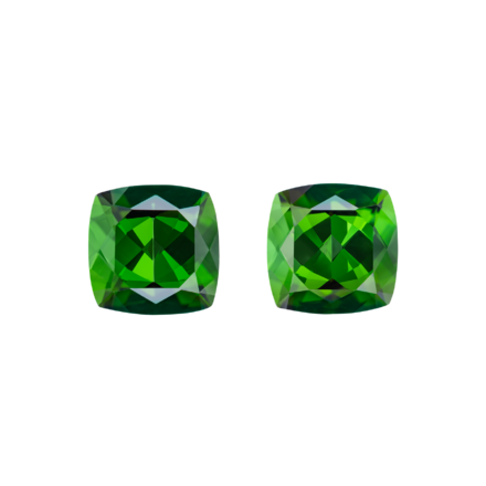 Сет из двух турмалинов верделитов, кушон, 5,19ct 1