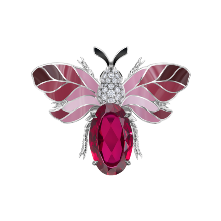 Брошь с бриллиантами, белое золото, н.керамика