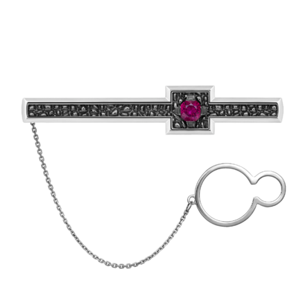 Зажим для галстука с рубином, белое золото