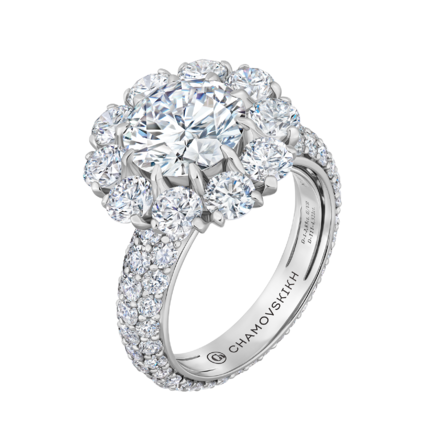 Кольцо с бриллиантами, белое золото