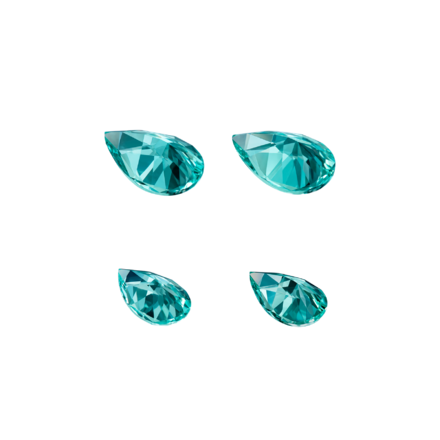 Сет из четырёх турмалинов, Груша, 2- 1,48ct/ 1,43ct; 2- 0,46ct/ 0,44ct 2