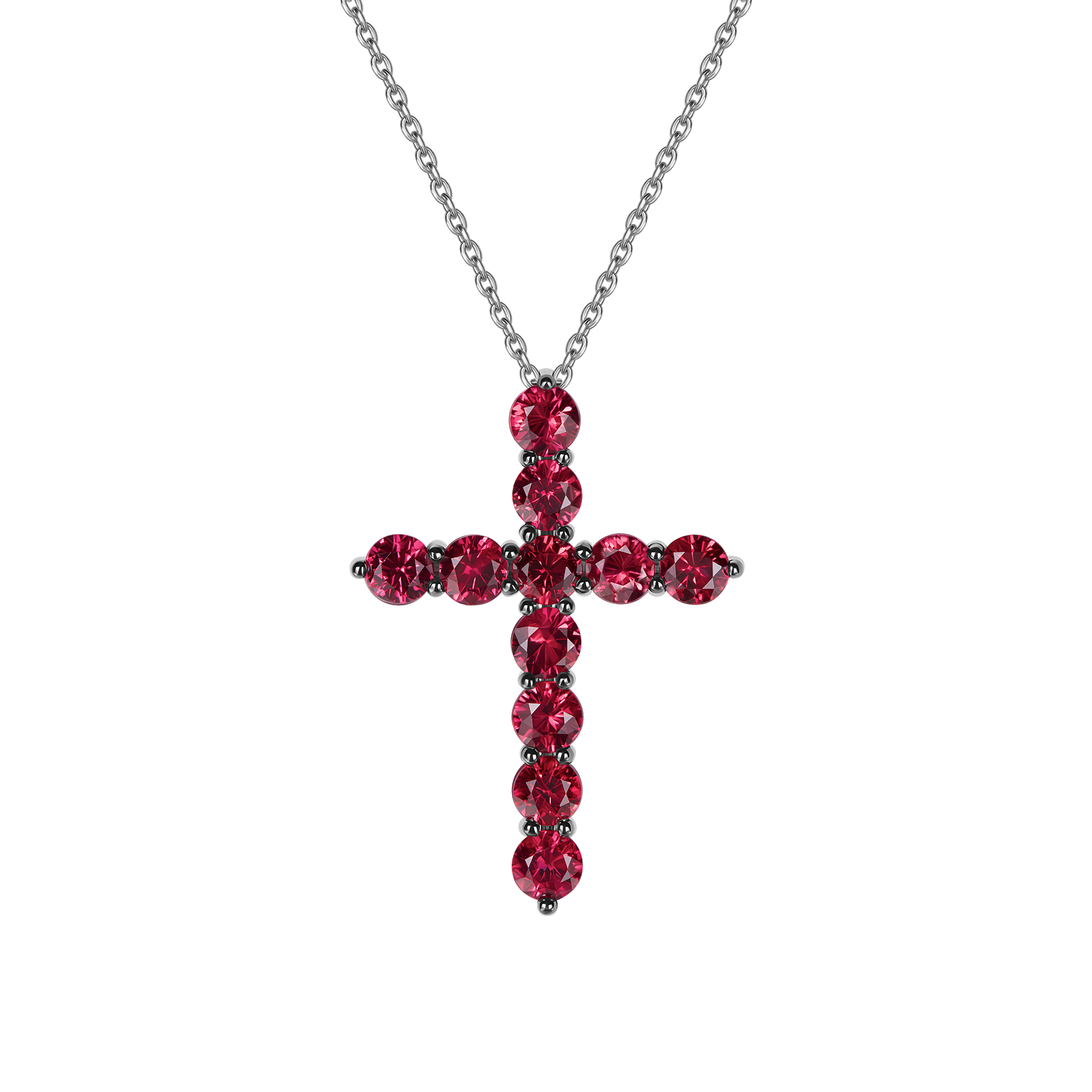 Колье с рубинами и бриллиантом, белое золото