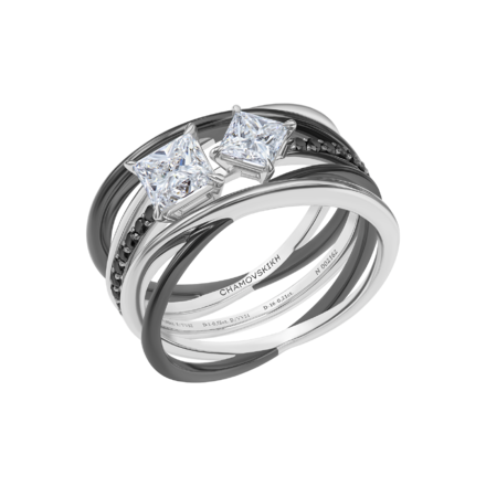 Кольцо с бриллиантами, белое золото