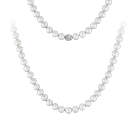 Колье с белым жемчугом и бриллиантами, белое золото