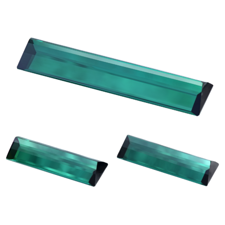 Сет из трёх Турмалинов Индиголитов, Багет, 26,85ct/ 10,56ct/ 10,38ct 2
