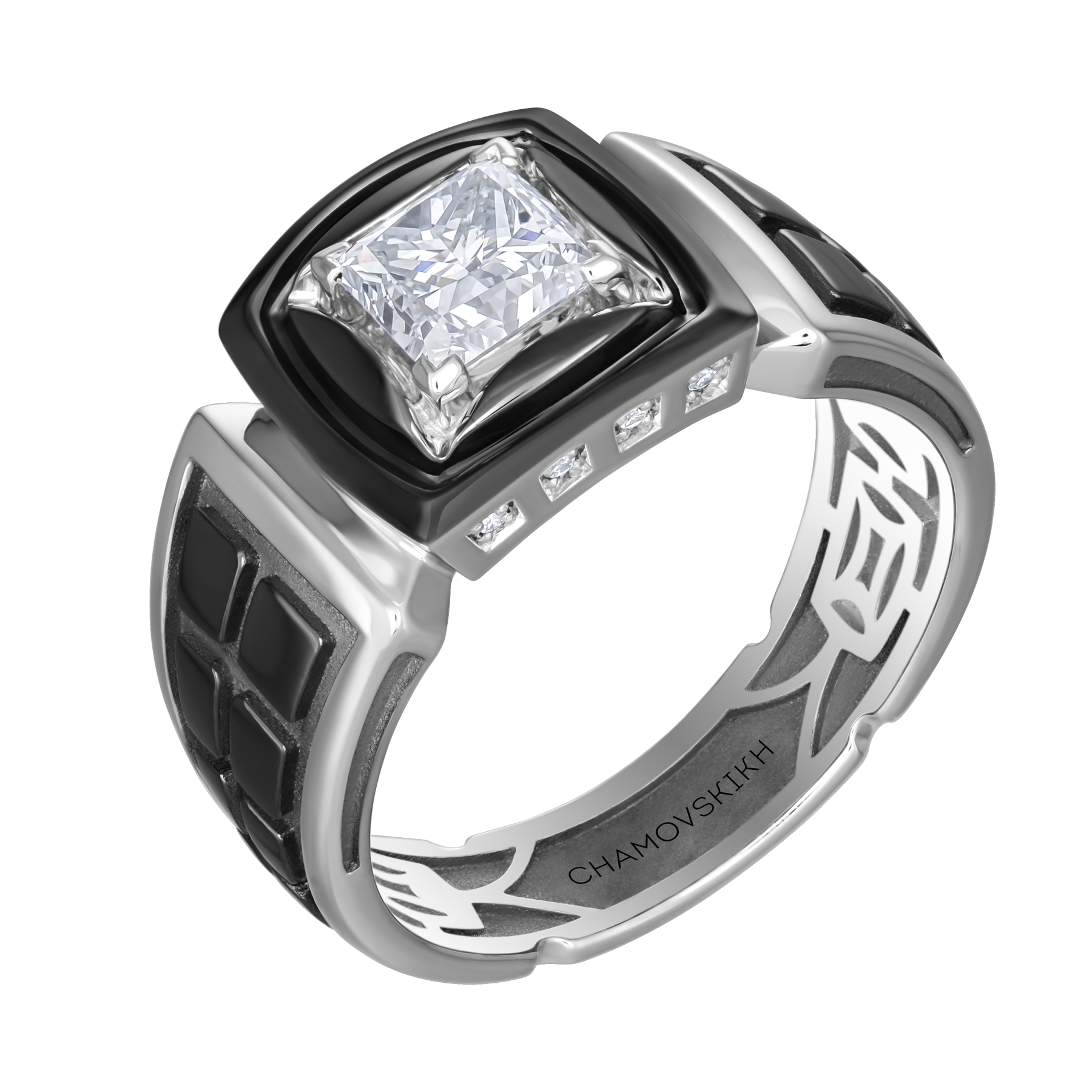 Кольцо с бриллиантами, белое золото