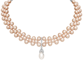 Колье с жемчугом и бриллиантами, белое золото