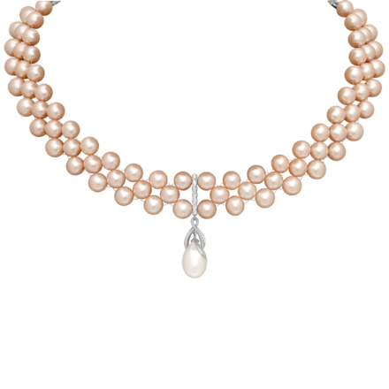 Колье с жемчугом и бриллиантами, белое золото