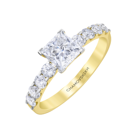 Кольцо с бриллиантами, жёлтое золото