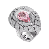 Кольцо с морганитом и бриллиантами, белое золото