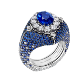 Кольцо с сапфирами и бриллиантами, белое золото