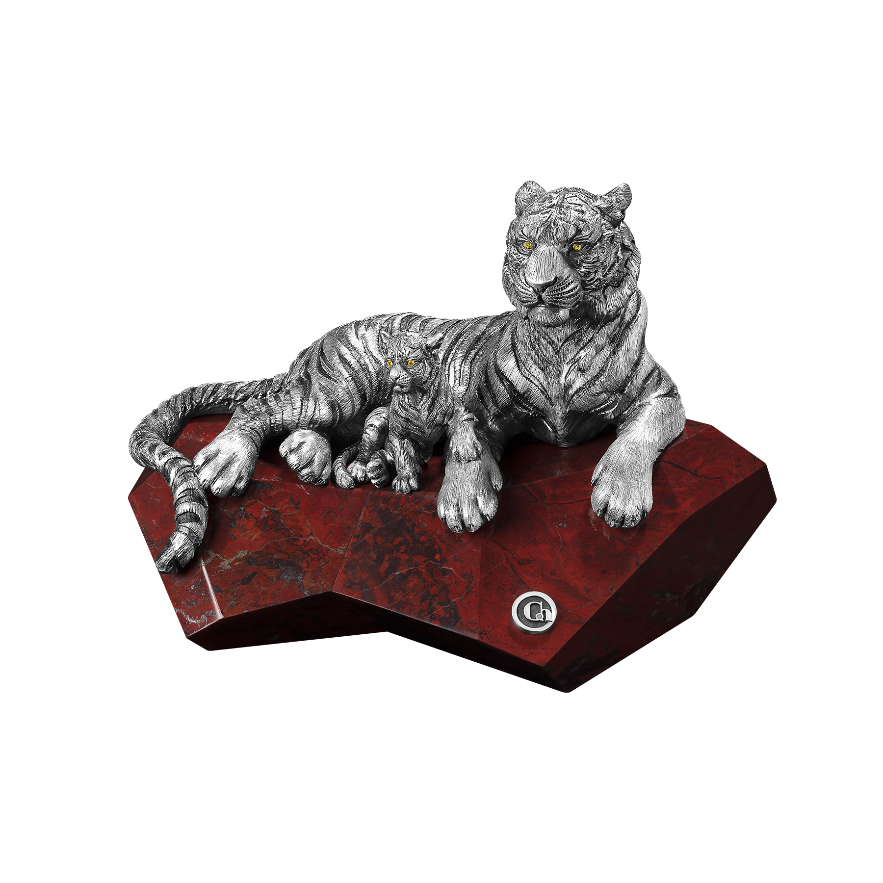 Настольная скульптура «Тигр с тигрёнком»