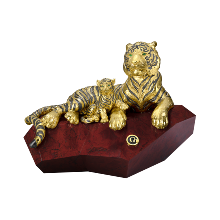 Настольная скульптура «Тигр с тигрёнком»