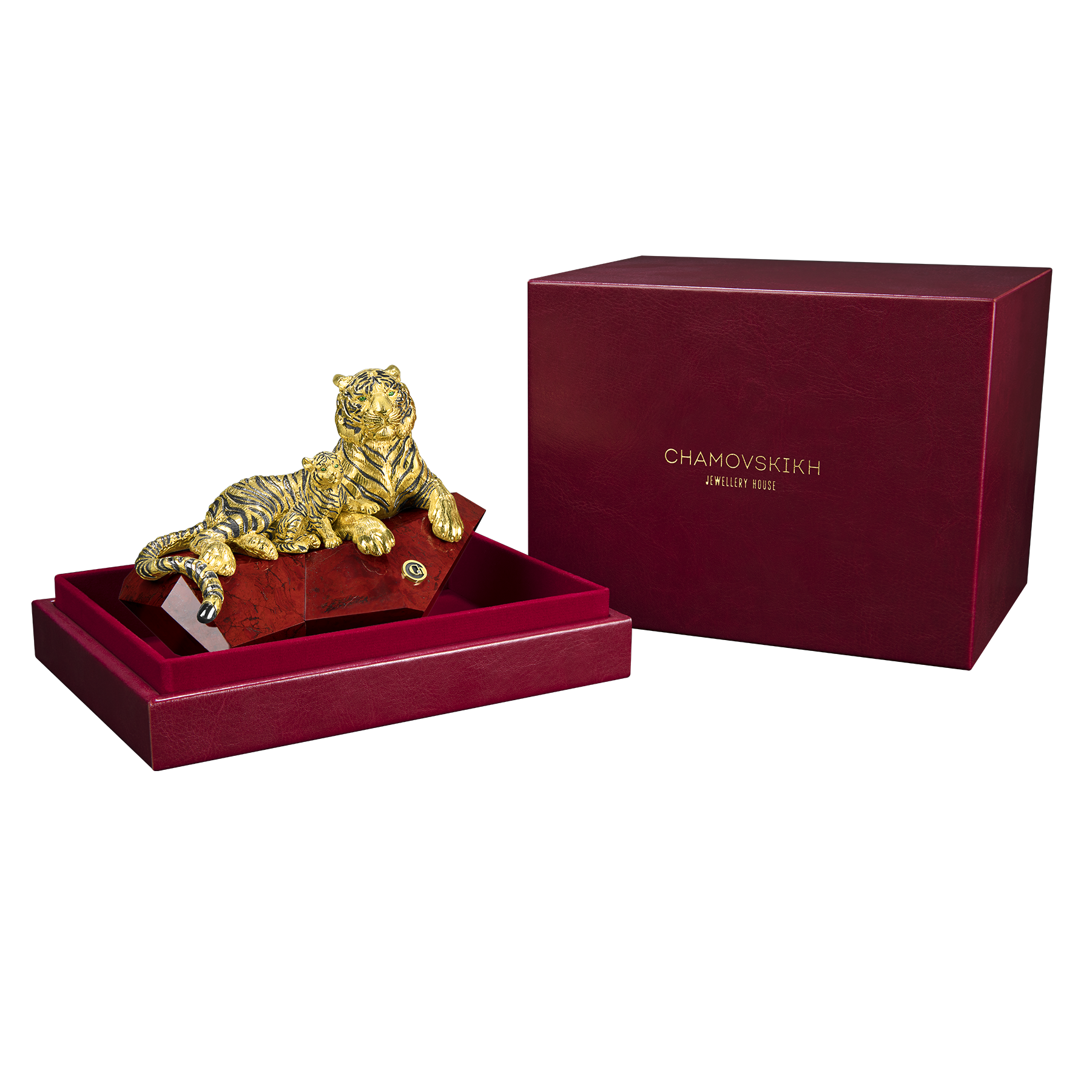 Настольная скульптура «Тигр с тигрёнком»