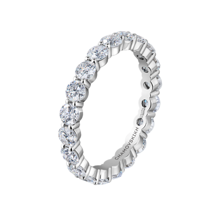 Обручальное кольцо с бриллиантами, белое золото