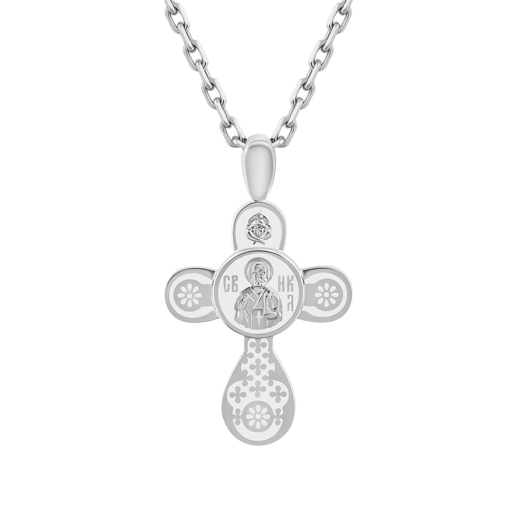 Подвес с бриллиантами, белое золото, н.керамика